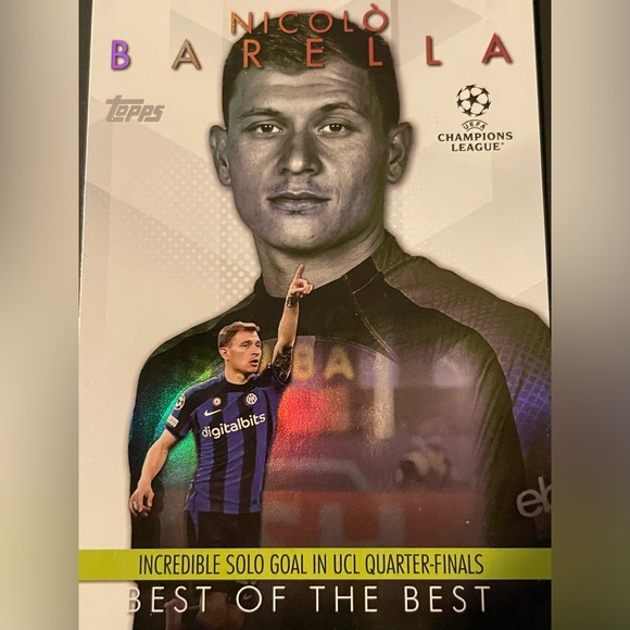 Topps 2023-24 UEFA European Nights and Best of the Best Nicolò Barella Cards - Picture 4 of 9